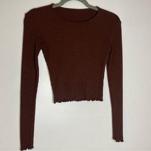 Y2K Lettuce Trim Ribbed Cropped Top Size S